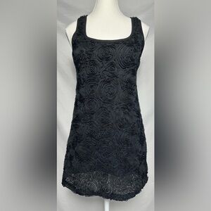 MON AMIE USA Y2K Black Rose Embellished Whimsigoth Fairy Mini Dress Size S